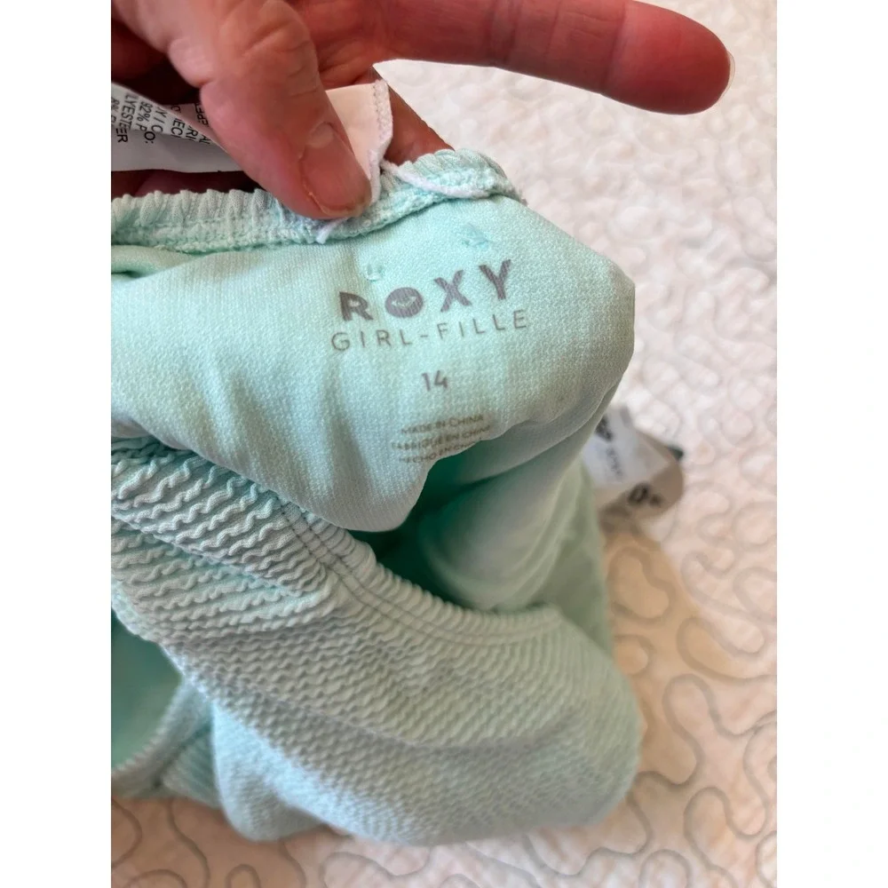 Roxy Girl Mint Green Smocked One Piece Swimsuit Size 14